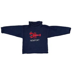 Claver Kids’ Sweater Size 2T Roll Neck Long Sleeve Lobster Newport Navy Knit